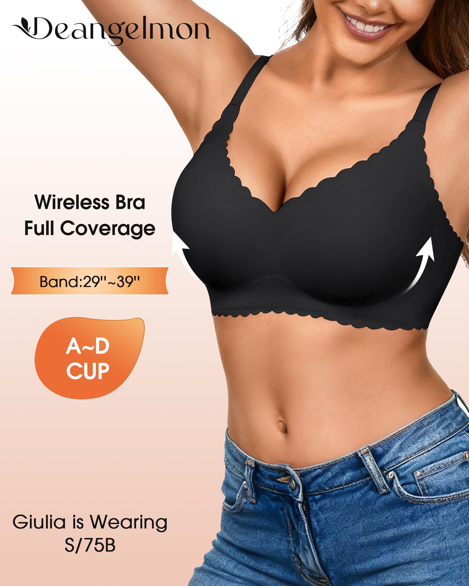 Wireless Seamless Bras for Women with Support - No Wire Push Up Womens Bra - No Underwire Padded Comfort Bralettes Breast Lift for Back Fat - Coverage Comfortable Bralette Wirefree 3 Pack(3P1,M)