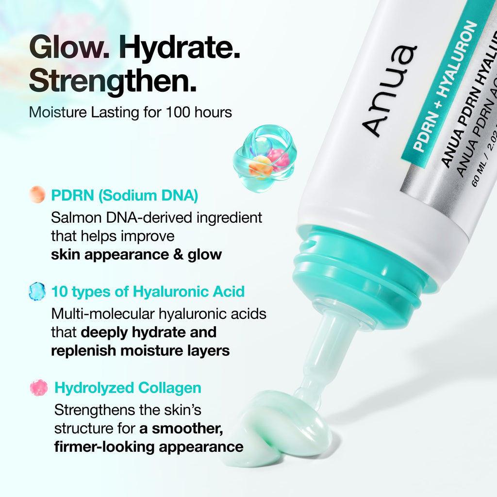 ANUA PDRN Hyaluronic Acid 100 Moisturizing Cream, Lightweight, Non-Greasy Hydrating Face Moisturizer with Salmon DNA for Glass Skin, Korean Skincare (2.02 fl oz)
