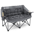 Double Camping Chair Padded 2 Person Camping Chair Camping Loveseat - Heavy Duty Oversized Camping Couch for Adults Outdoor Lawn Beach - Portable Folding Sofa with Cup Holders and Carry Bag, Grey