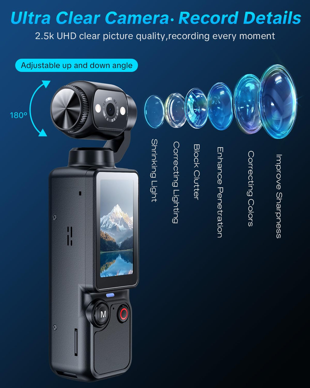 W & O Vlogging Camera with 180° Rotating Lens, Pocket Body Camera with Audio & Video Recording,7-Hour Battery, Handheld POV Cameras with 32GB Card, Easy One-Button Recording for Travel,Daily Life