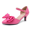 MAIERNISI JESSI Women's Kitten Heel Pumps with Bow, Ankle Strap, Pointed Toe, D'Orsay Style Hot Pink 36 - US 6