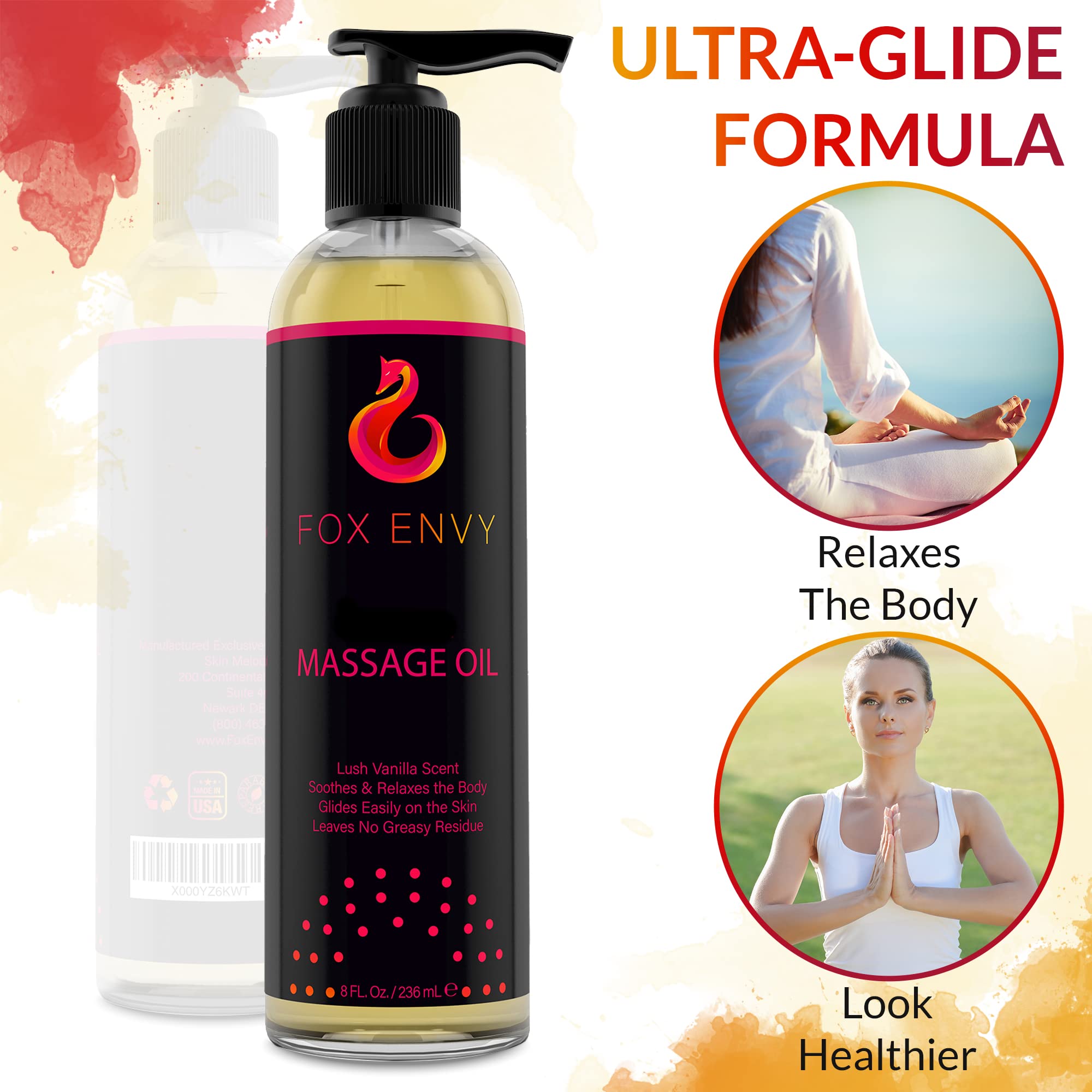Body Massage Oil: Massage Oil for Massage Therapy, Premium Massaging Oil-Lush Vanilla Scent with Jojoba & Coconut, Therapeutic Oil 1Bottle, 8 fl oz
