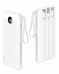 VRURC Power Bank for iPhone, 22.5W Fast Charging Phone Charge with Built-in Cables,10000mAh USB C in & Out Cord Portable Charger,Slim Lightweight Charging Bank Travel Essentail-White(1 Pack)