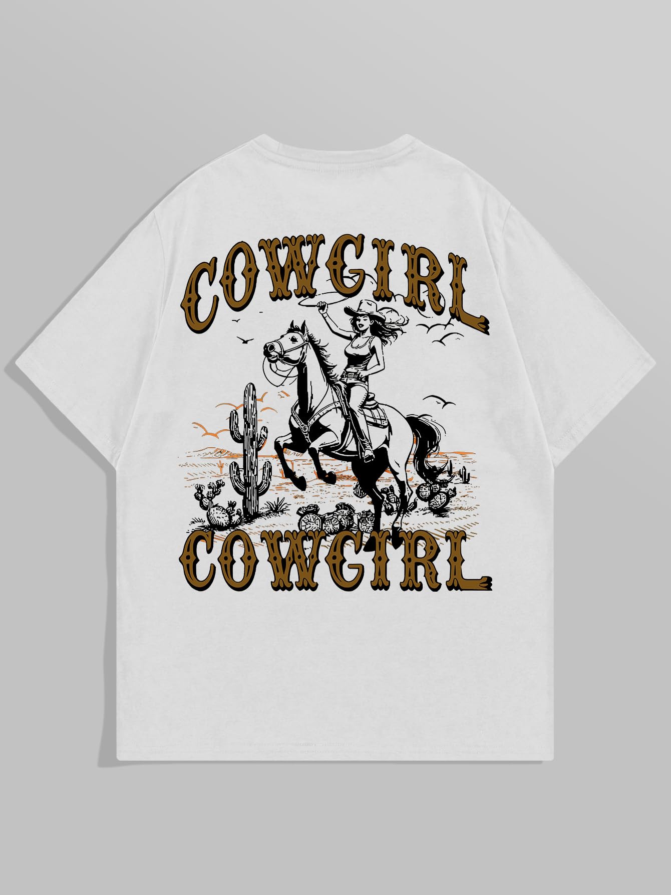 SOLY HUX Women's Western Tops Oversized Graphic Tees Drop Shoulder Short Sleeve T Shirts Cowgirl Clothes White Graphic Large