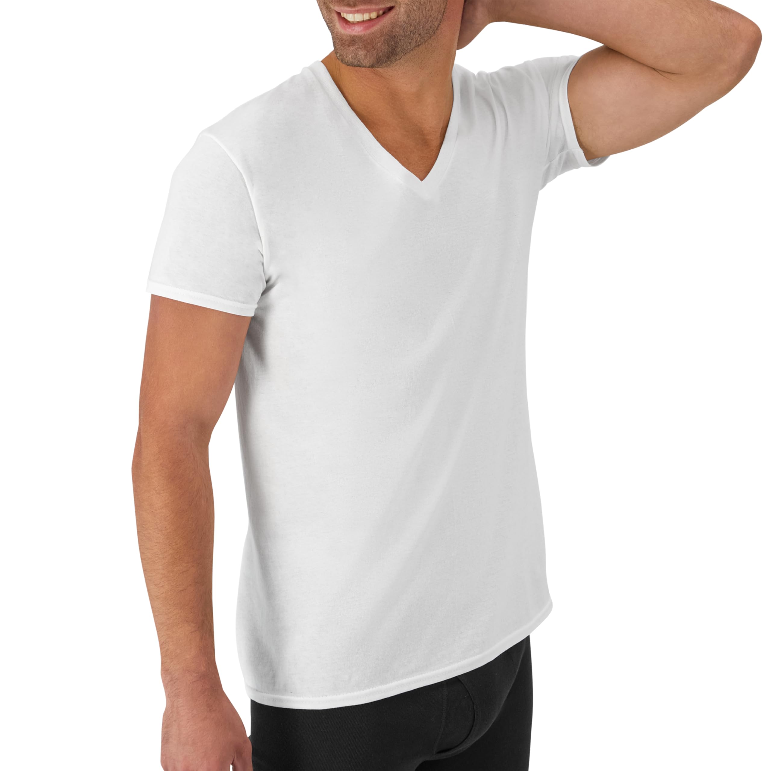 Hanes Mens Cotton, Moisture-wicking V-neck Tee Undershirts, Multiple Packs And Colors, White, Large US