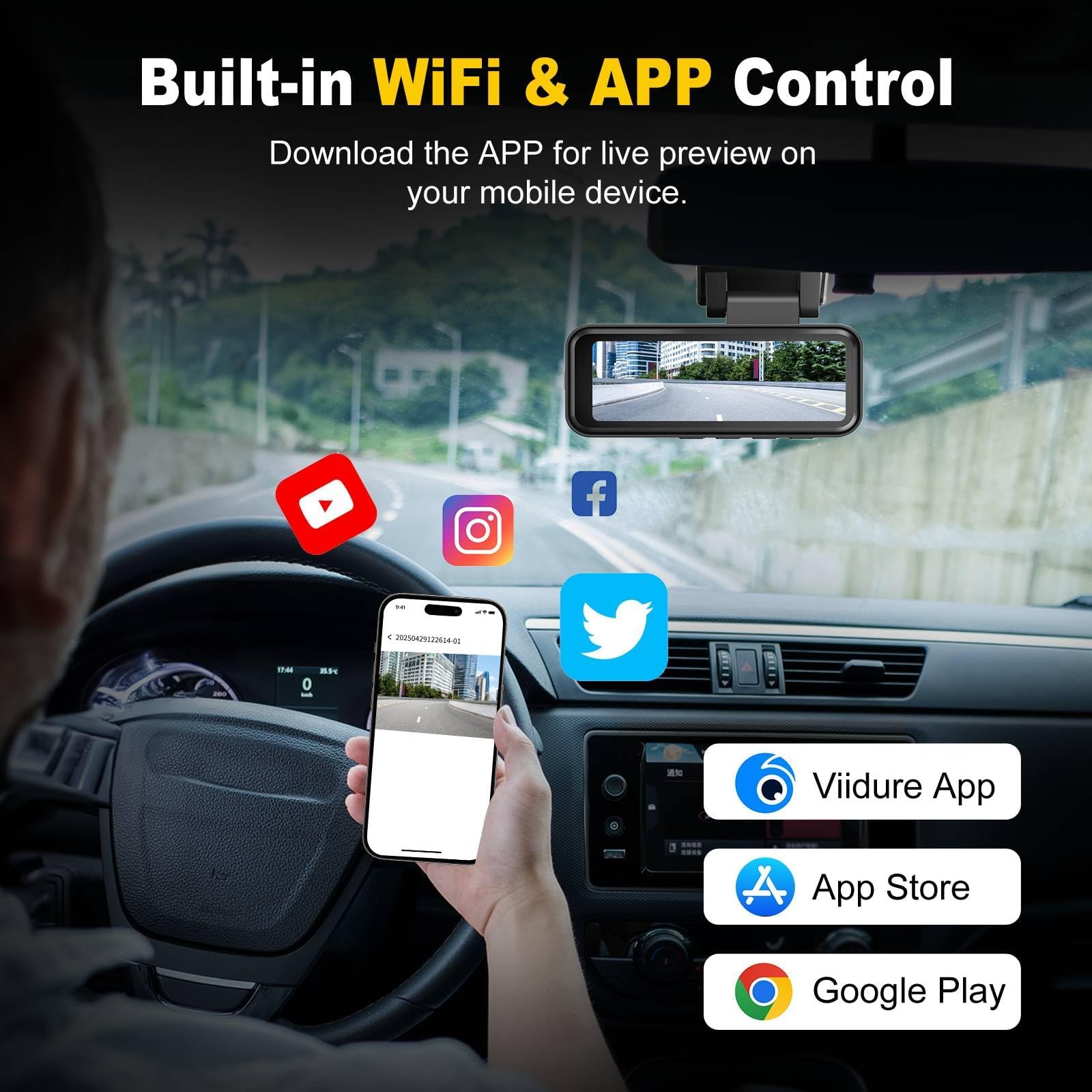 Dash Cam, 4K+2K Full HD Dash Cam Front and Rear, Dash Camera for Cars with Built-in 5GWiFi, 3.2” IPS Screen Dashcam, with 64GB Card, Night Vision, Loop Recording, G-Sensor, Parking Mode