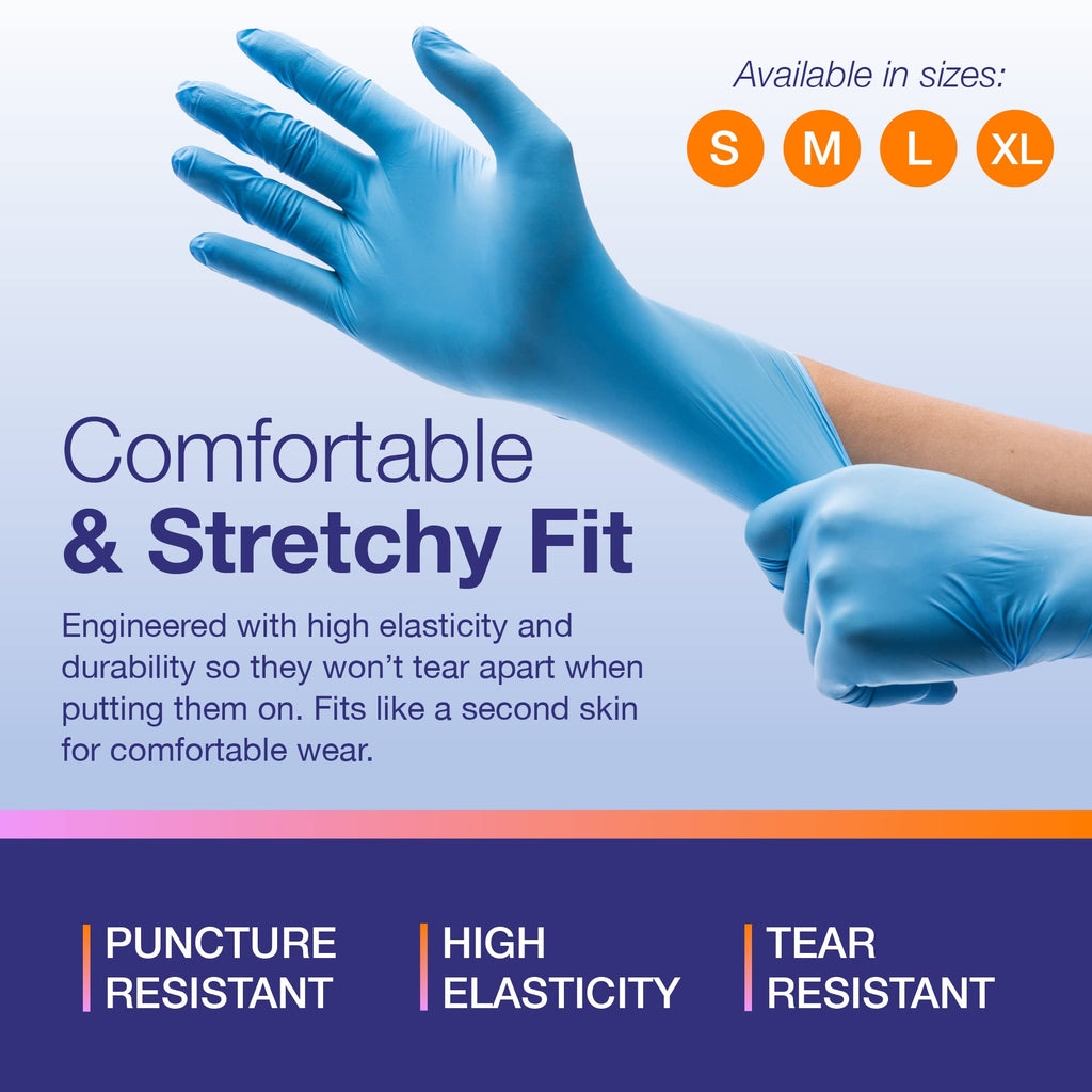 DiRose MedRose Disposable Nitrile Gloves - Powder Free Non-Latex Gloves for Medical Exam, Cleaning, and General Use - Small (100ct)