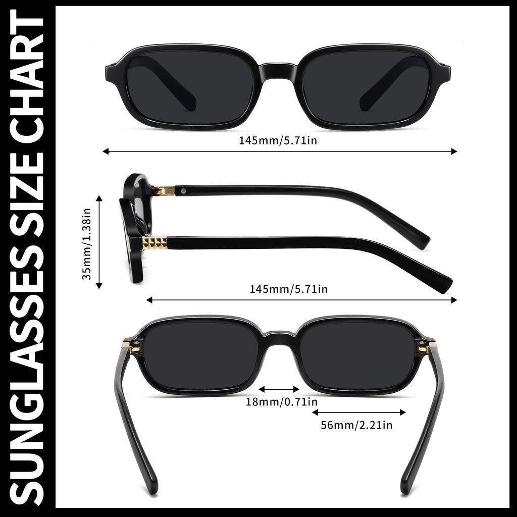 Colrea Retro Rectangle Sunglasses for Women Men Trendy Vintage Small Square Sun Glasses 90s Fashion Cute Sunnies UV400 Protection CL010