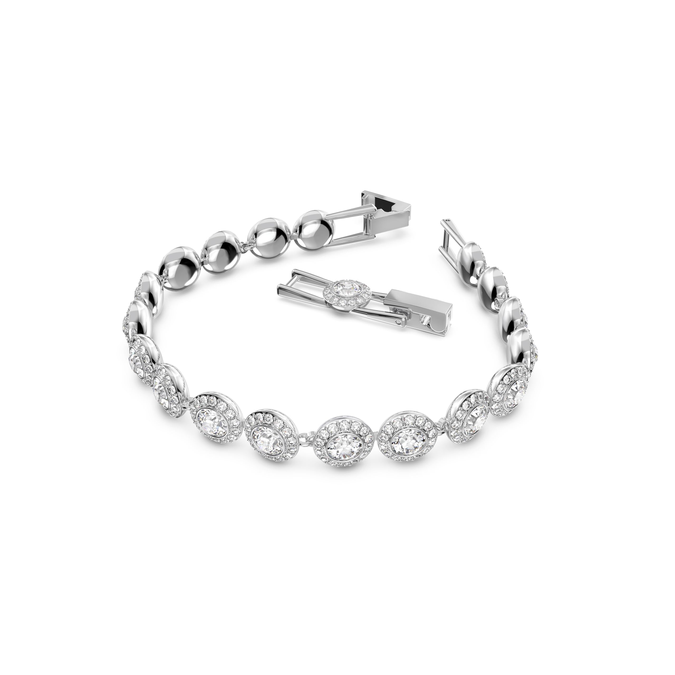 Swarovski Crystal Authentic Angelic All Around Set of Necklace, Bracelet and Earrings, White, Rhodium Finish- Women's Hypoallergenic Sparkling Jewelries - Nickel Free Crystal Jewelry Collection
