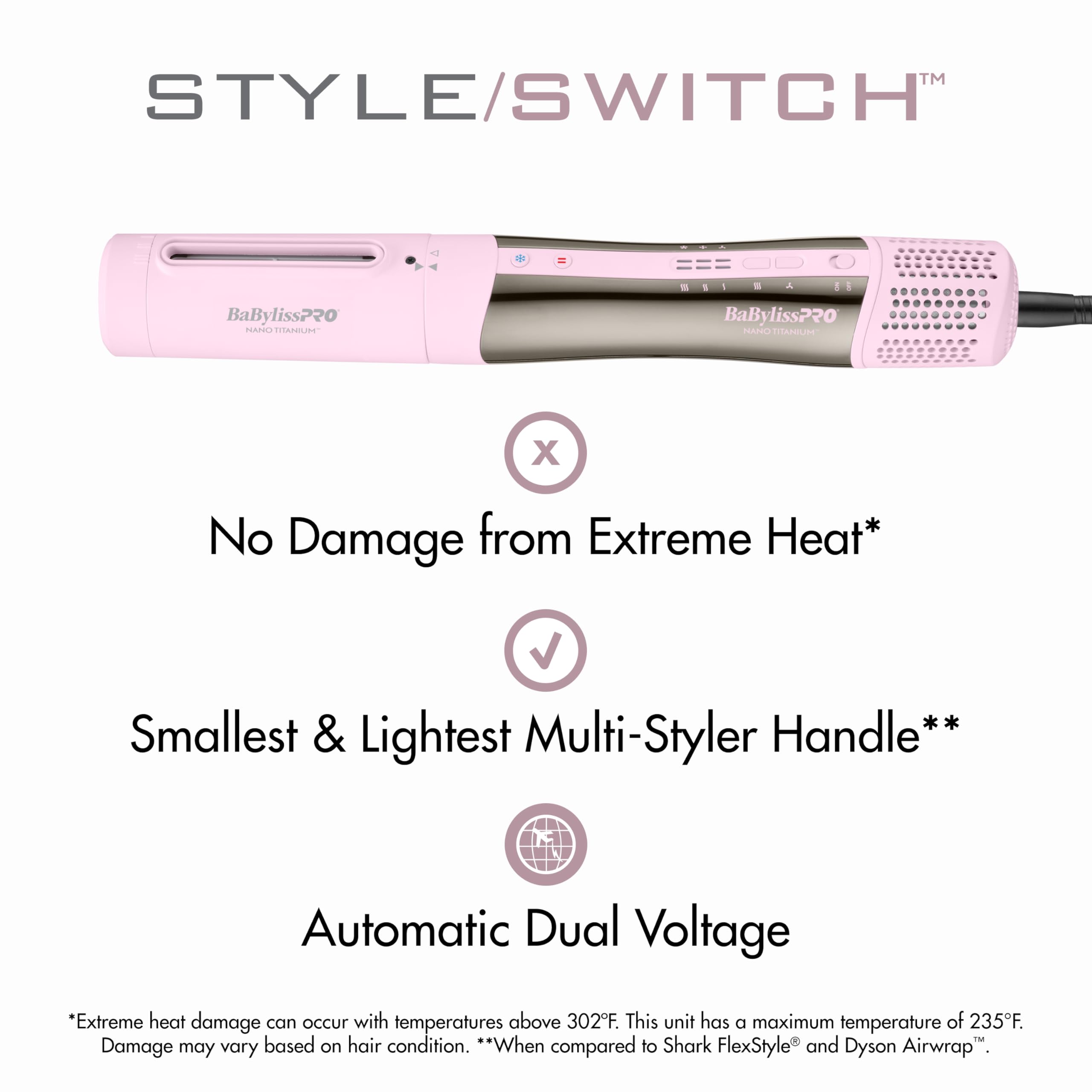 BaBylissPRO Nano Titanium Style|Switch Ionic Multi-Styler and Hair Dryer