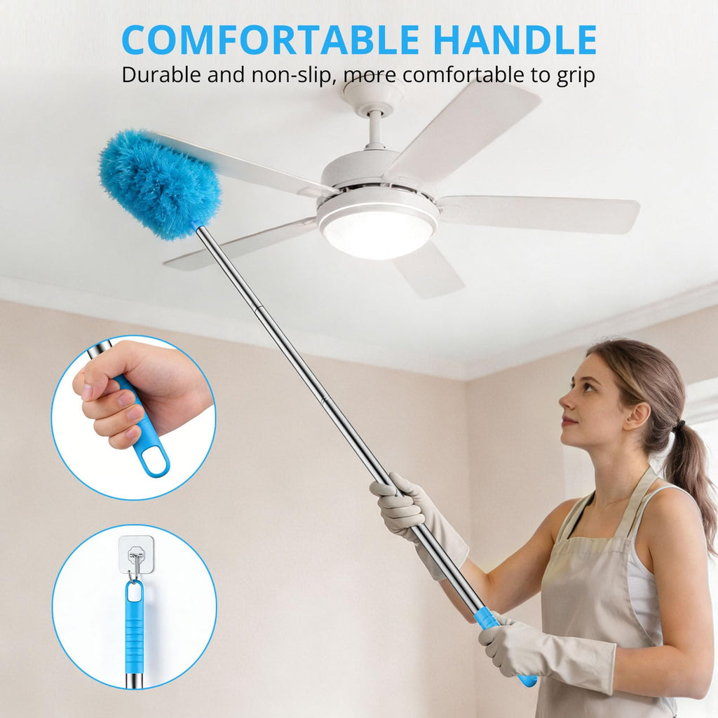 SetSail Ceiling Fan Cleaner Duster, Microfiber Ceiling Fan Duster with Extension Pole 13 to 47 Inch Washable Ceiling Fan Blade Dusters for Cleaning