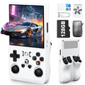 Rhesusco R36MAX Handheld Game Console - Support 22000+Classic Games,128G TF Card,Portable Console with 4.0-Inch Screen,Open Source System,4000mAh Battery,Birthday Gift for Adult or Partner - White