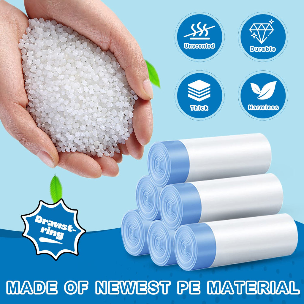 T.FORING Small Trash Bags 4 Gallon with Drawstring, 1.1 Mil 15 Liter White Thick Unscented Small Plastic Garbage Bags for Bathroom, Wastebasket Liners for Toilet Home Office and Bedroom (4 Gal-120)