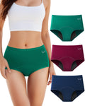 TANSTC Period Underwear for Women Heavy Flow Leakproof Panties Soft Fit Teens High Waisted Menstrual Panties Postpartum Hipster Briefs -3 Pack