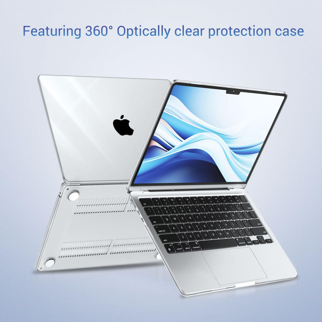 MOSISO Compatible with MacBook Air 13 inch Case M5 2026 M4 2025 M3 M2 2024-2022 A3449 A3240 A3113 A2681, Hard Shell&Keyboard Cover&Screen Film&Type C for MacBook Air 13.6 inch Case, Crystal Clear