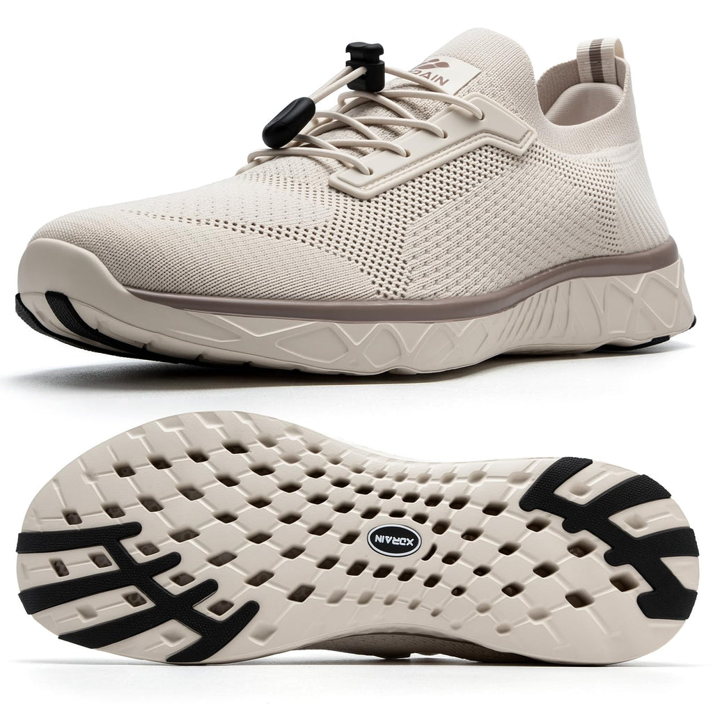 AQUA STEPS Water Shoes for Men, Qucik-Dry Swim Shoes, Barefoot Shoes Men for Beach, Pool Oatmeal US 10
