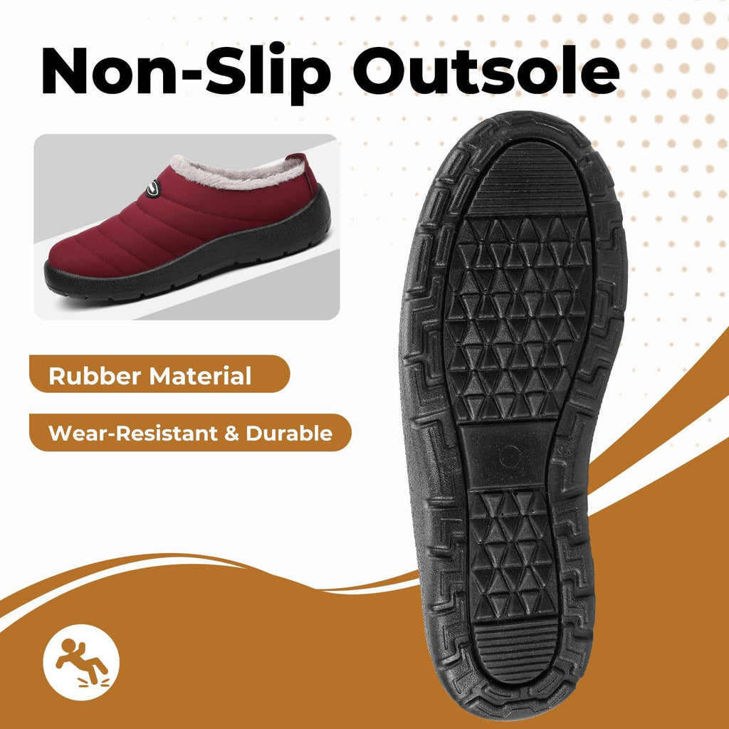 Mishansha Mens Womens House Slippers Warm Fur Lined Winter House Shoes Slip on Cozy Indoor Outdoor Slipper Red Size 8.5 Women/6.5 Men