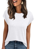 AUTOMET Women's Cap Sleeve Tops for Summer - Soft Stretchy Versatile Shirts for Office Casual Date Everyday Wear White M