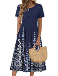 Zeagoo Summer Dresses for Women Beach Wedding Guest Petite Dresses Midi Dresses for Women Sundresses for Women 2026 Womens Cotton Dress Cotton Summer Dress Navy XL