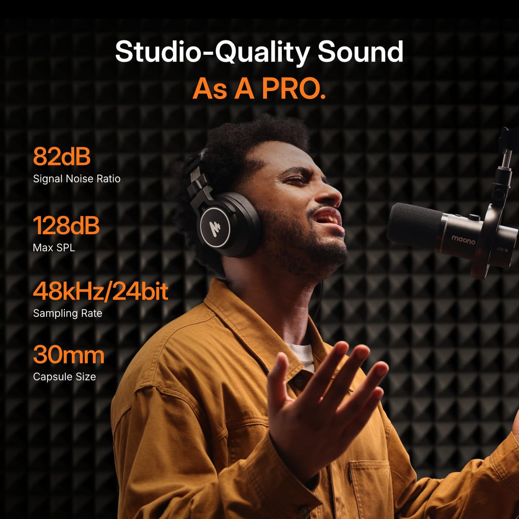 MAONO PD200W Hybrid Wireless Podcast Microphone for PC, Dynamic XLR USB Mic with Desktop Stand, Software, Noise Cancellation, for Vocal Recording, Streaming, Content Creation, Home Studio, Voiceover
