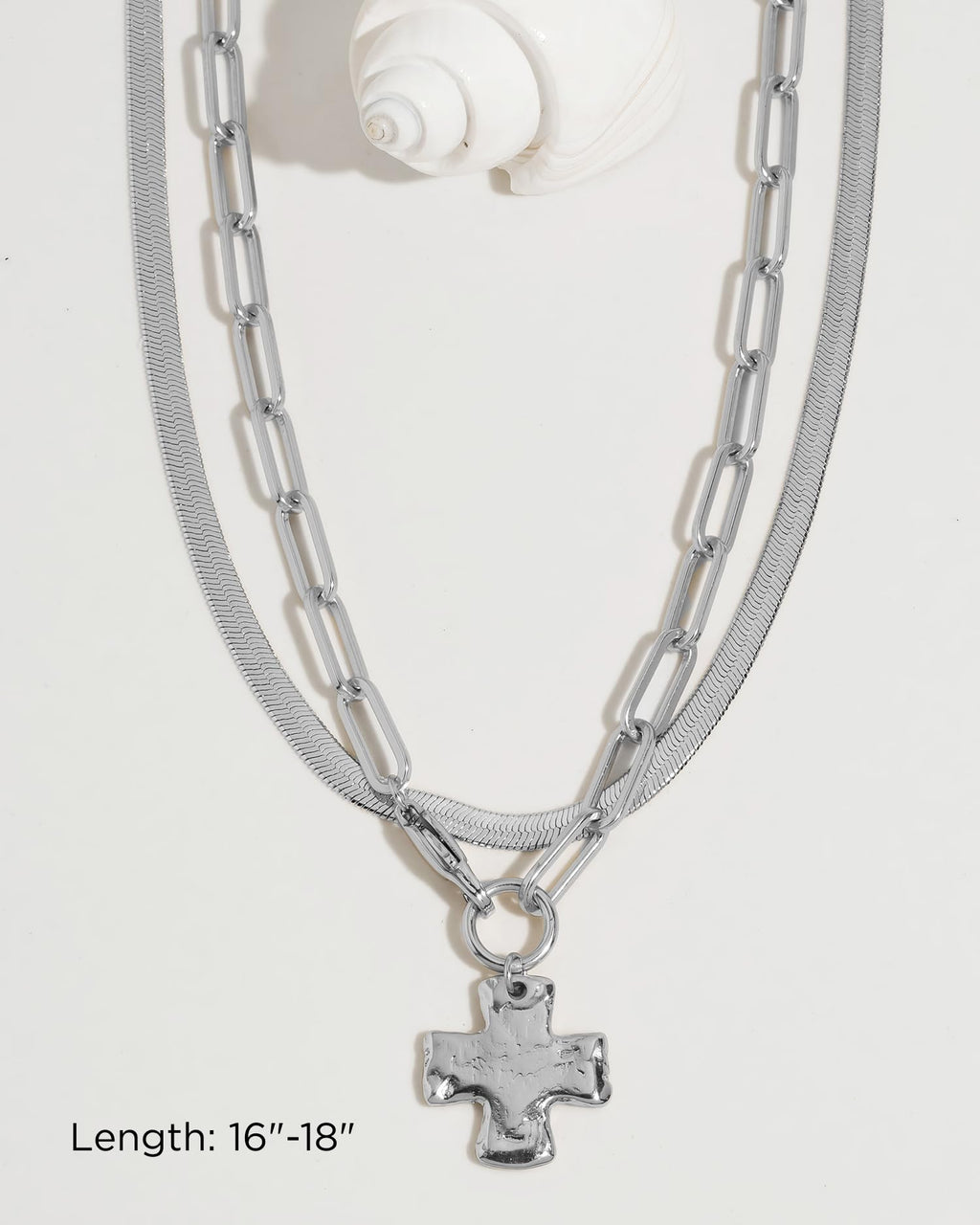 James Michelle The Original Silver Chunky Cross Necklace Set for Women – 3-Year Color Guarantee – Waterproof, Non-Tarnish, Hypoallergenic, Silver PVD Coated – Great for Beach, Wedding, Gifts