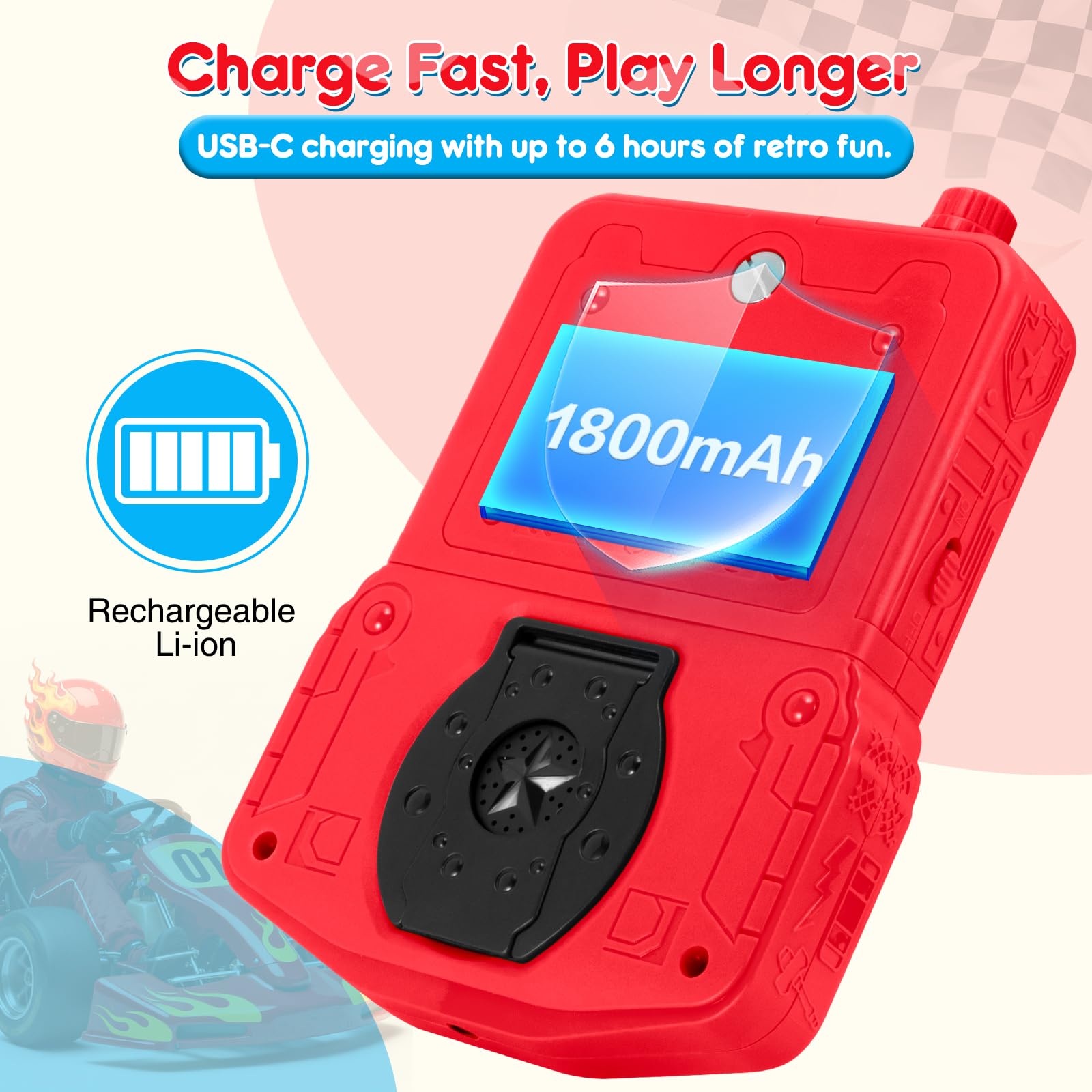 VOLGUARD II Kids Handheld Game Console with 220 Preloaded Retro Video Games, 3.5'' IPS Screen Adjustable Brightness & Volume, Portable Hand Held Game Player Toy for Travel, Ideal Christmas RED