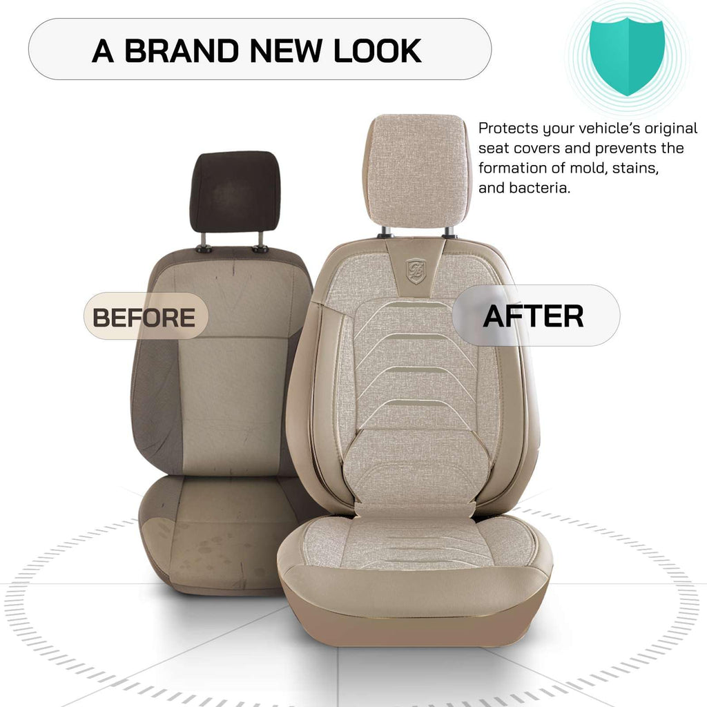 GIOVANNI BUTTI Premium Car Seat Covers Front Seat - Linen Car Seat Cover for SUV, Cars, Most Pickups, Beige, Car Seat Protector, Car Seat Covers Front Seats, Car Seat Protector