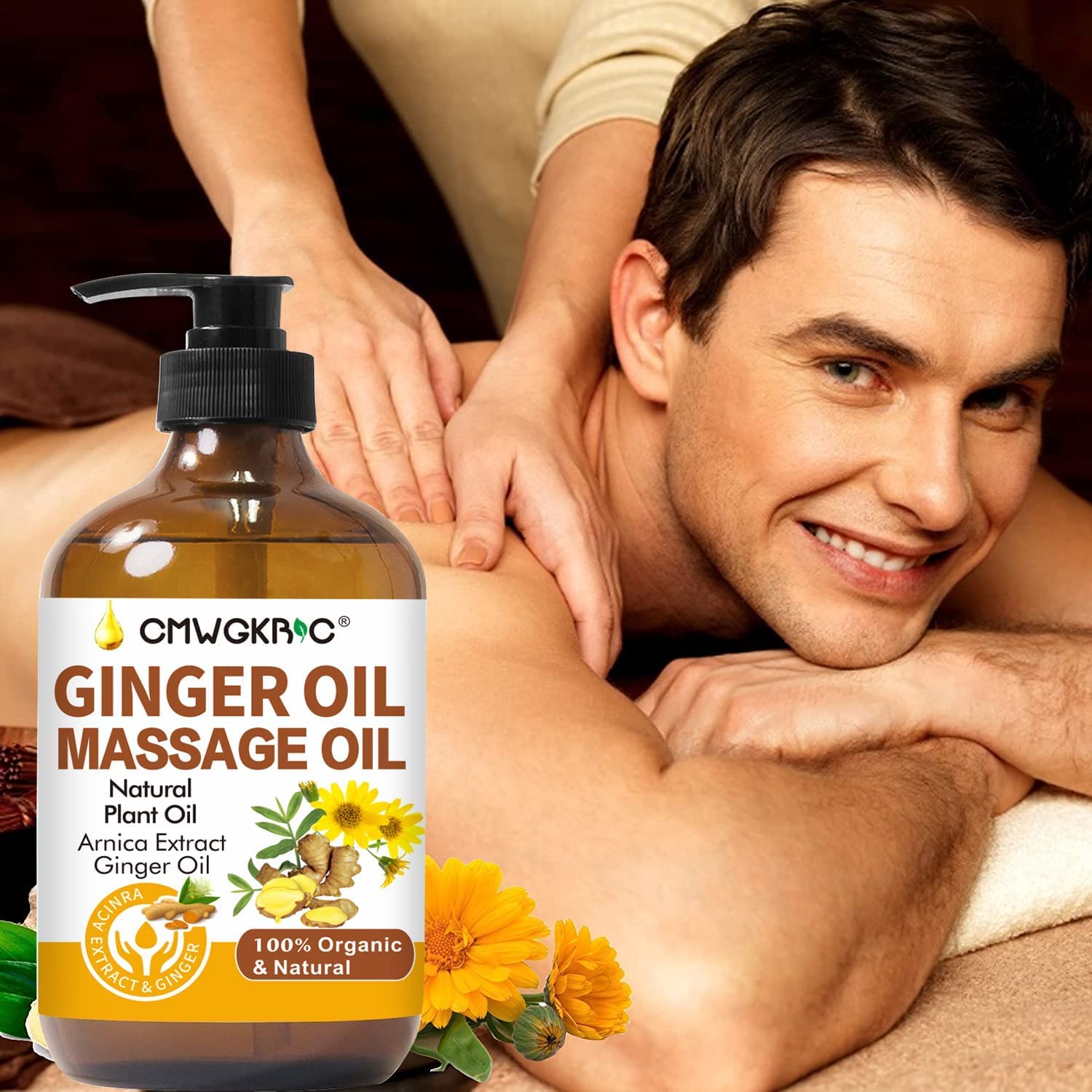 Ginger Oil,Fathers Day Gift,Ginger Massage Oil for Lymphatic Drainage,Natural Body Oil for Skin,Arnica Oil,Sore Muslce Massage Oil,Spa Ginger Oil-Warming and Relaxing for Fathers Day Gift for Husband