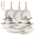 24-Piece Pots and Pans Set Non Stick, Titanium-Reinforced Ceramic Cookware Set, Long-Lasting Nonstick, PFAS-Free, Induction Compatible, Complete Kitchen Set for Everyday Cooking