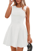 PRETTYGARDEN Summer Dresses for Women 2026 Elegant Classy Spring A Line Business Casual Work Graduation Cocktail Short Dress (White,Medium)