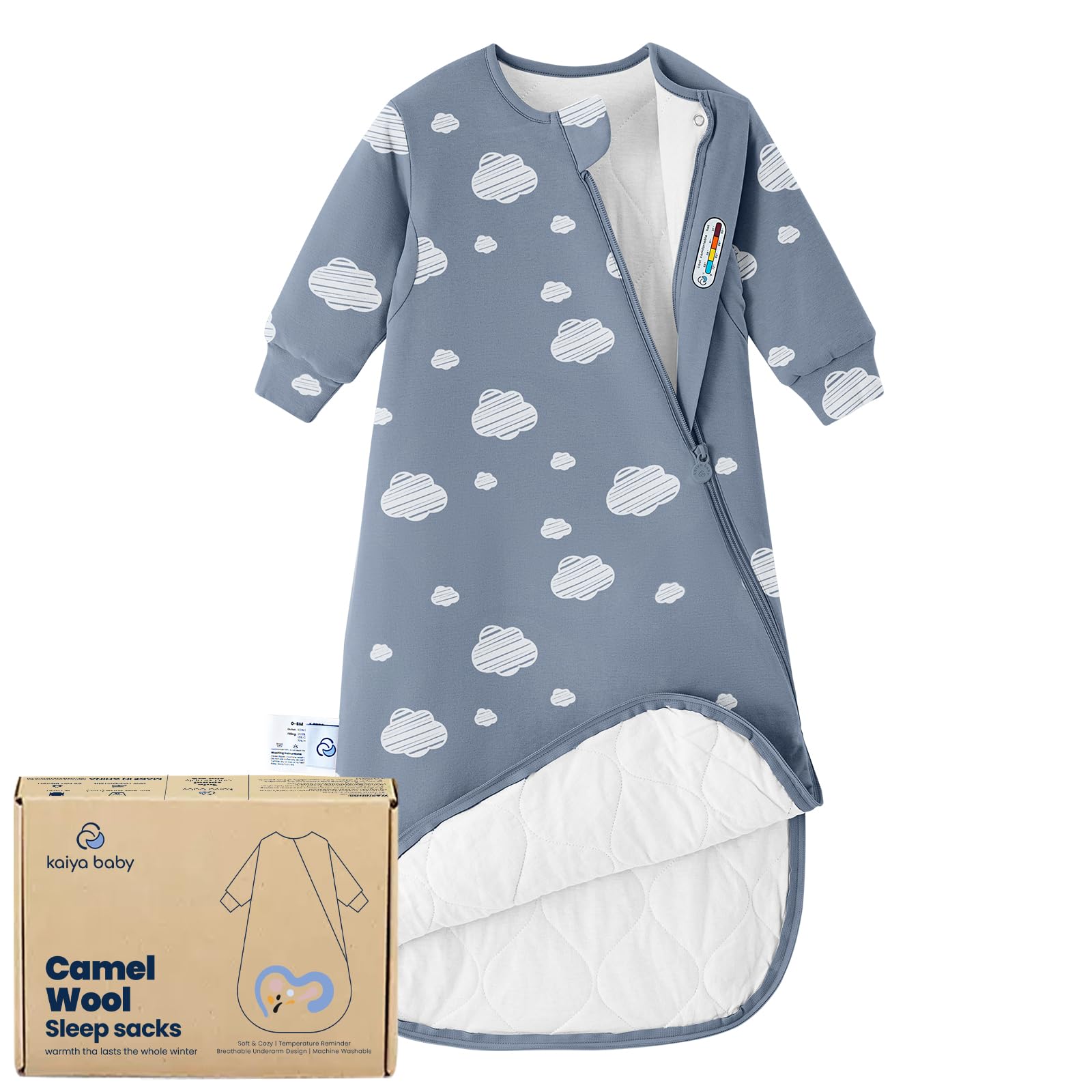 kaiya baby Unisex Sleeping Bag for Babies and Toddlers 2.5 Tog Sleep Sack 0-6Months, Long Sleeve Sleep Sack, Wearable Blanket Baby, One Piece with Sleeves, Gifts for Baby