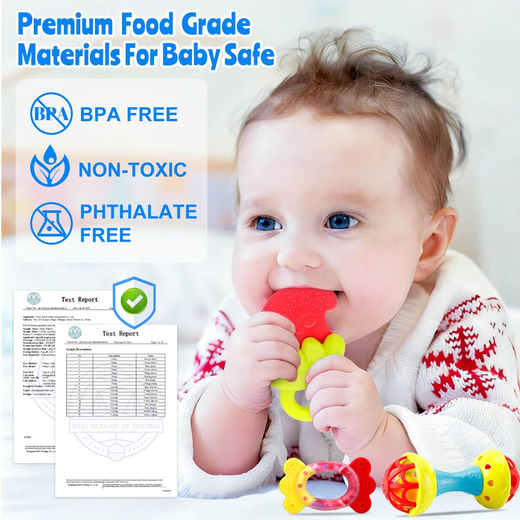 Baby Toys 0-6 Months - Baby Rattles Teething Toys 3-6 Month Infant Toys 6-12 Months Teether Toy 3 4 5 6 Month Old Newborn Essentials Must Haves Wrist Socks Christmas Gifts Valentines Gifts for Kids