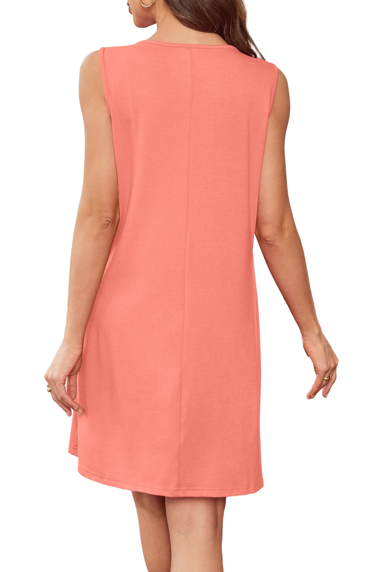 BKRIVE Womens Summer Dresses Sleeveless 2026 Beach Vacation Sundress Spring Mini Dress Coral M