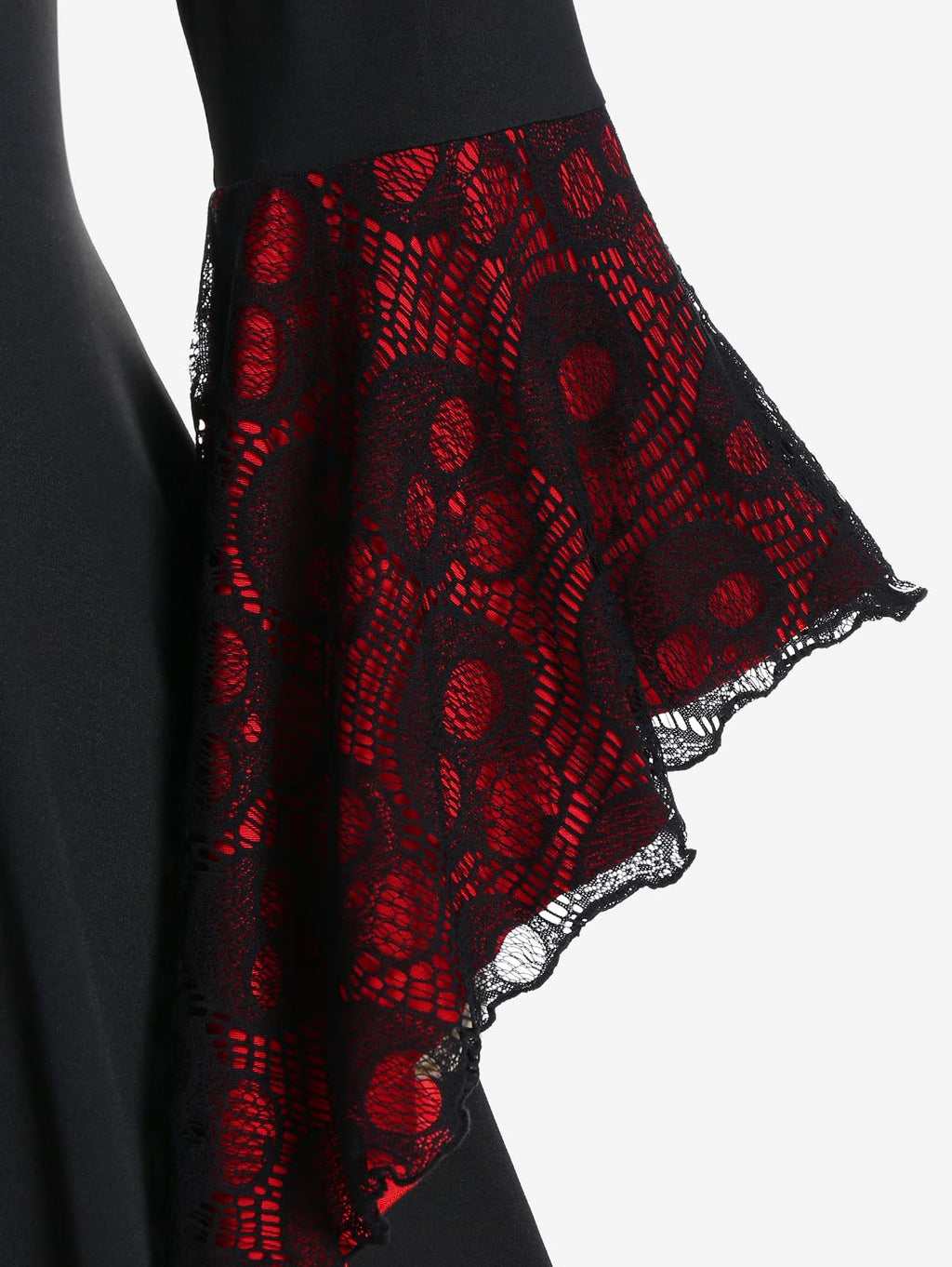 ROSE GAL Womens Plus Size Gothic Bell Sleeve Skull Lace Handkerchief Tee(Black_15/3X)