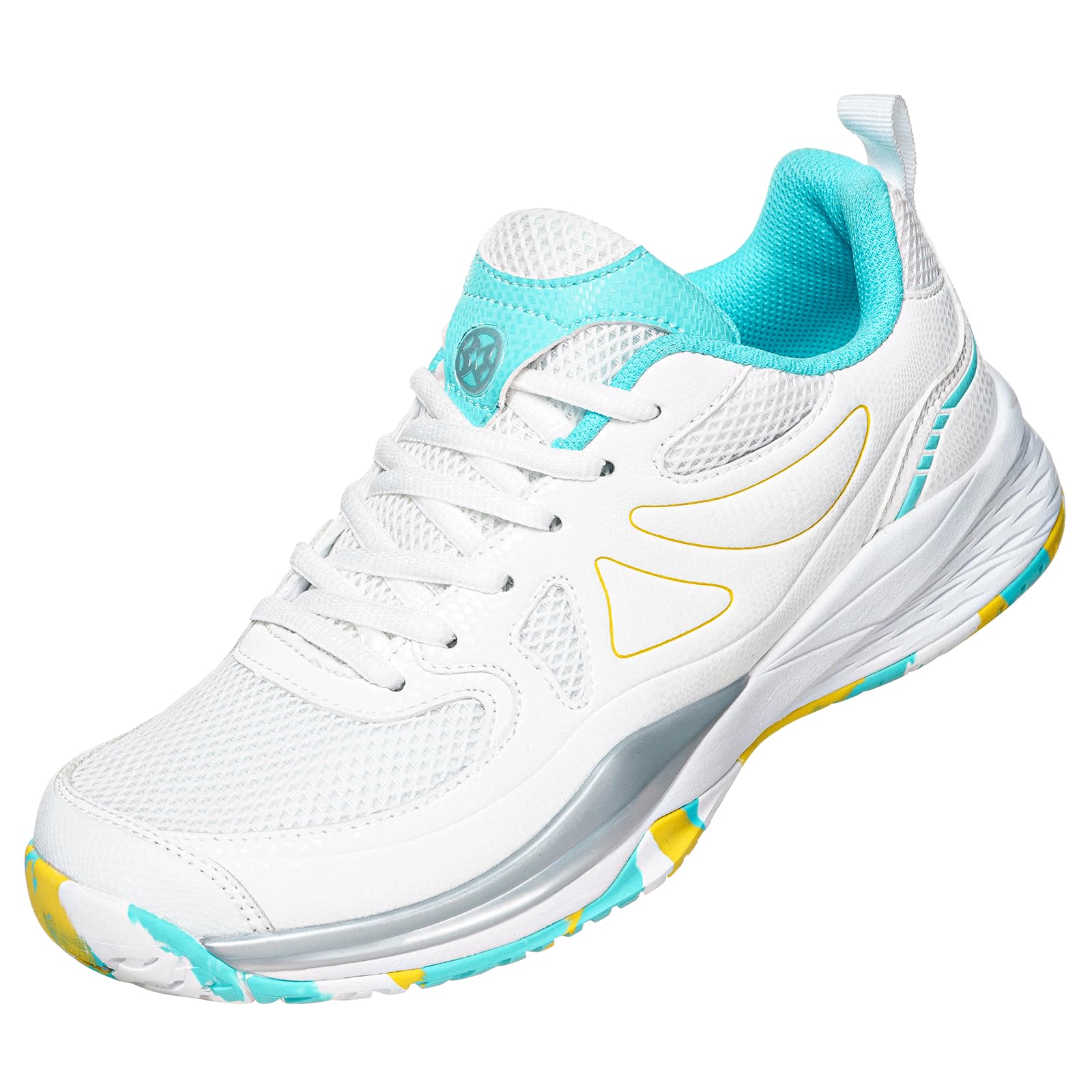 Sisttke Women's Badminton Pickleball Tennis Shoes Lightweight Breathable Non-Slip Court Sneakers for Racquet Sports Training White/Green