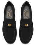 Journey West Suede Slip-on Penny Loafers Shoes for Men Black US 9.5