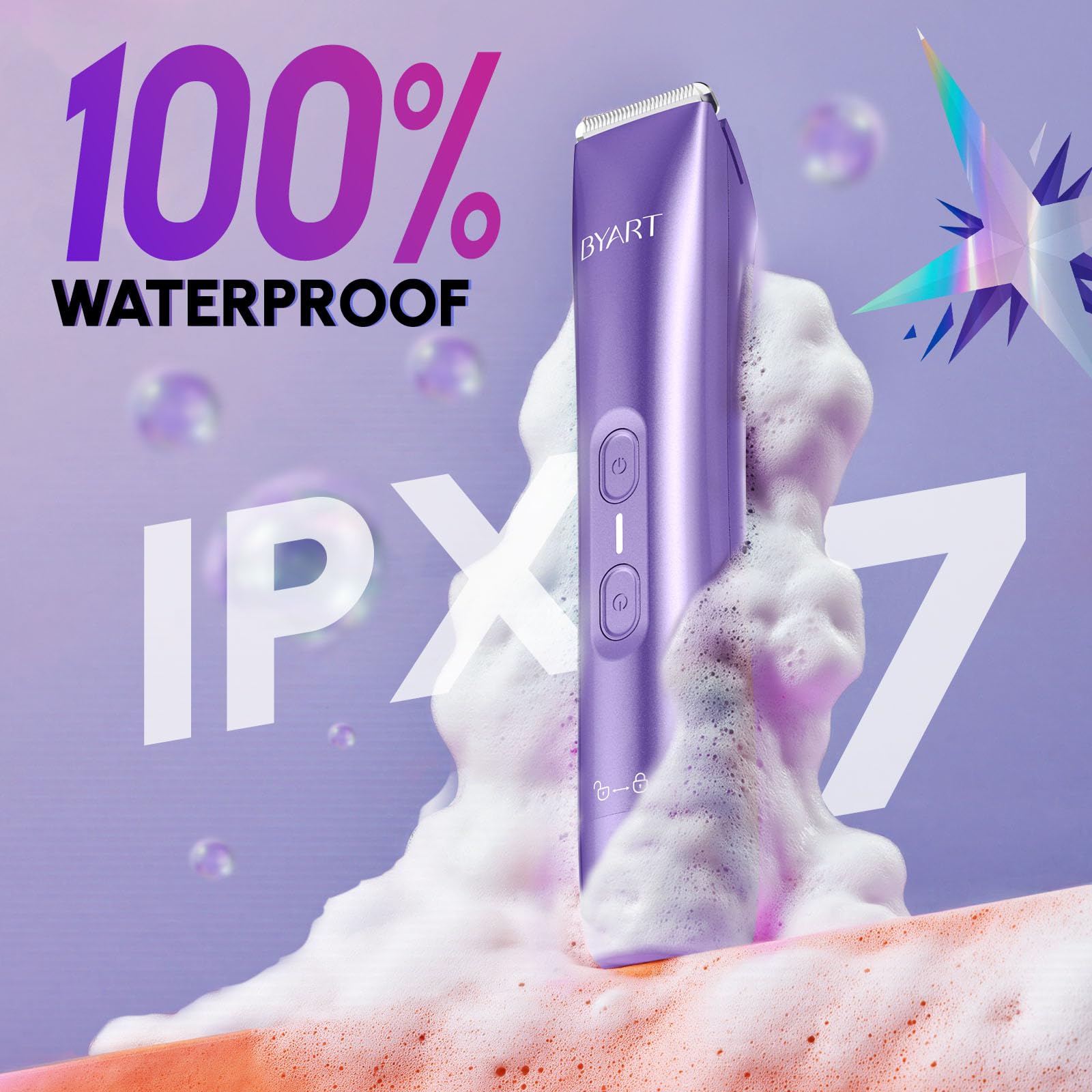 Bikini Trimmer for Women Dual Head – IPX7 Waterproof & Painless Electric Razor for Pubic Hair, Face, Legs, Underarms – Portable Cordless Shaver with Clipper Combs, Teen Girl Gifts Trendy Stuff, Purple