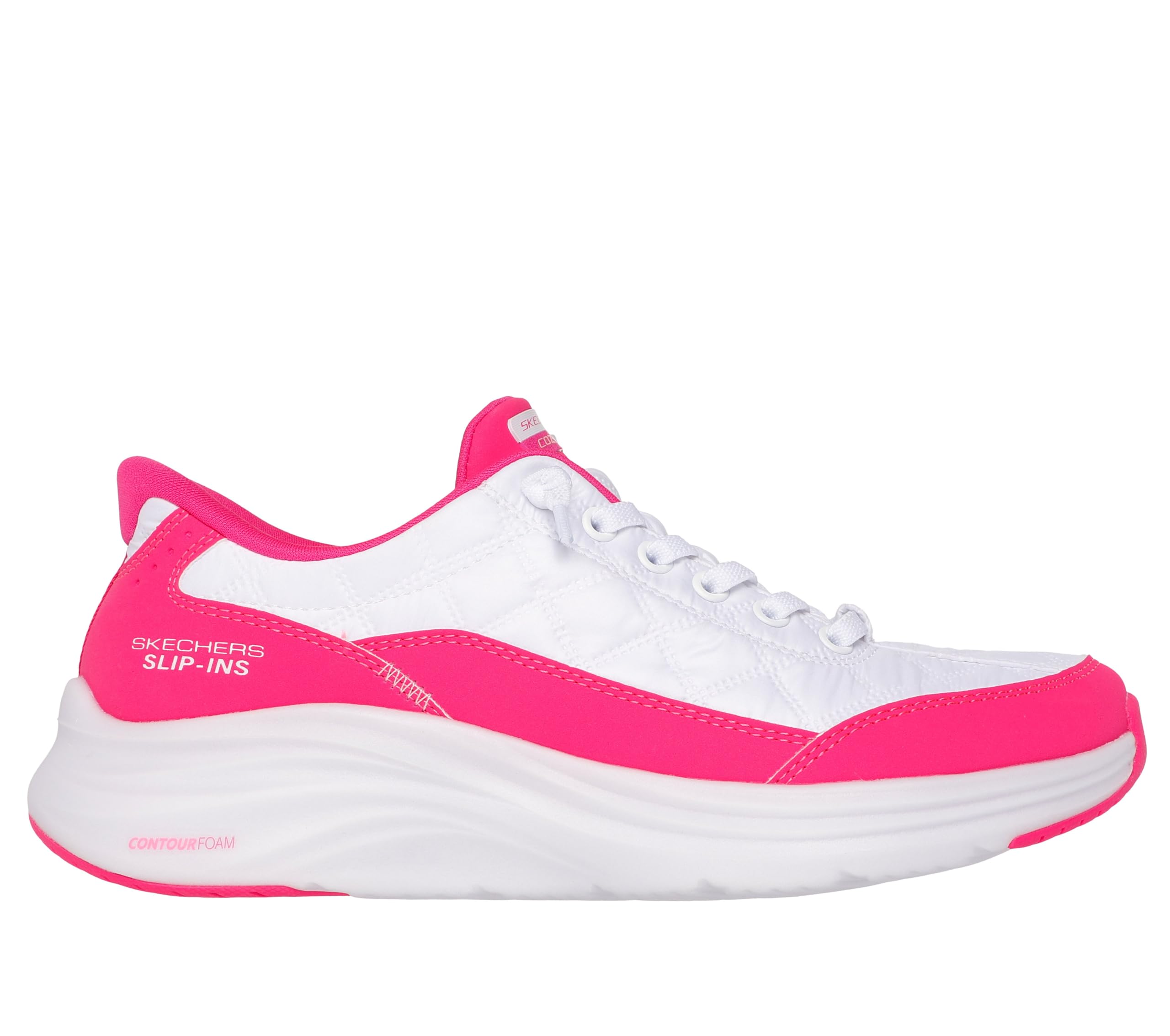 Skechers Women's Contour Foam Hands Free Slip-Ins, White/Hot Pink, 9