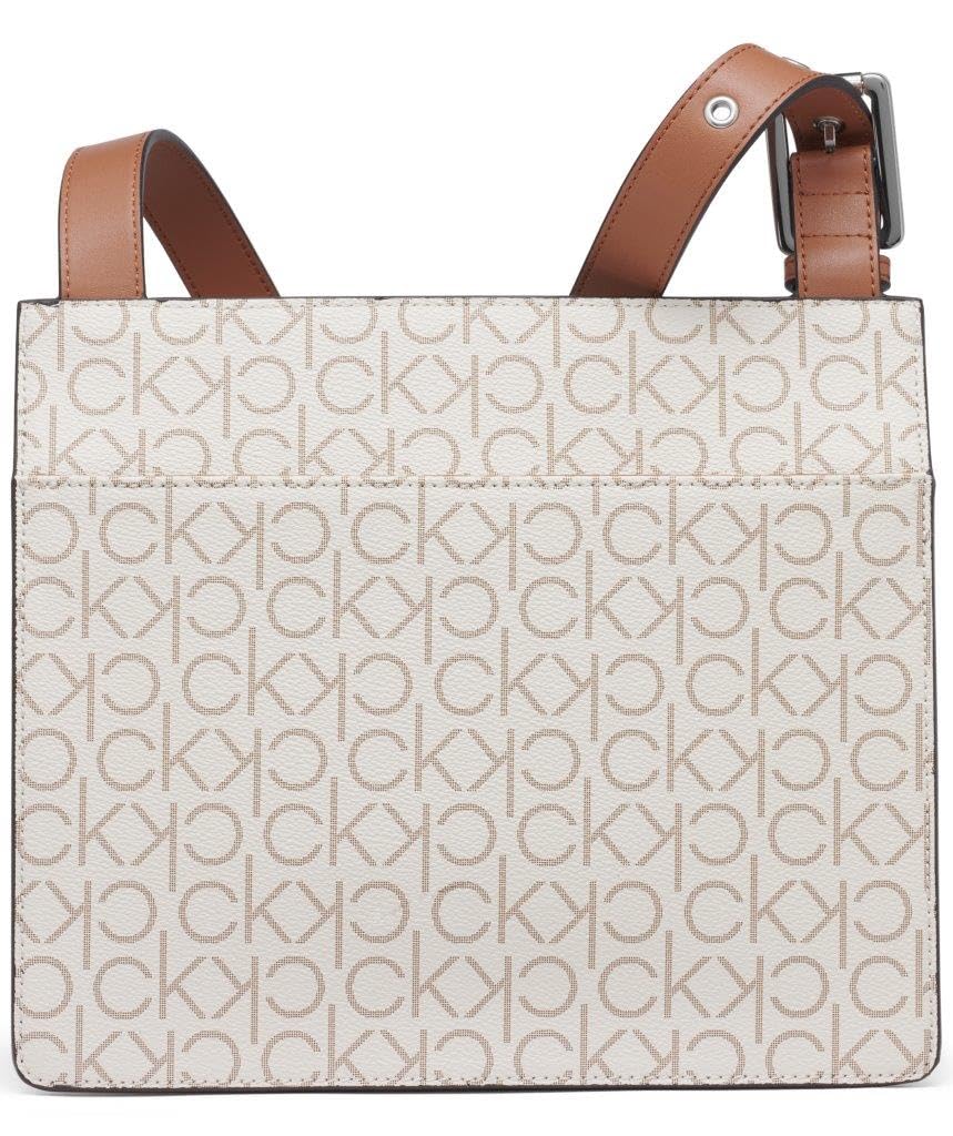 Calvin Klein Havana Novelty Organizational Crossbody, Vanilla/Khaki/Caramel Linear, One Size