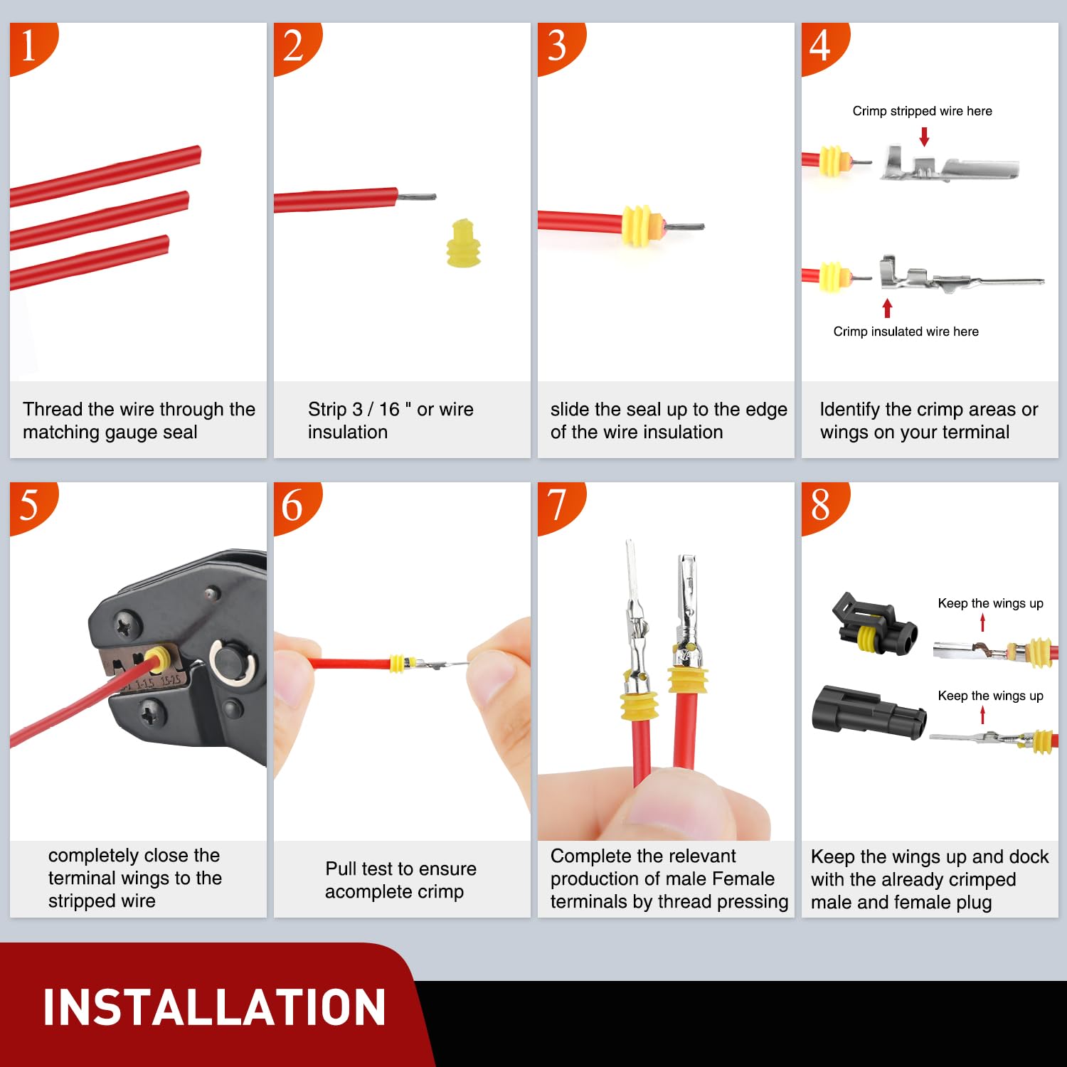 Nilight 200PCS 2 Pin Electrical Connector ‎Plug Male Female Terminal Wire Waterproof Connectors 2 Way Automotive Connect Set for Car Truck Motorcycle Marine Boat 20 Sets