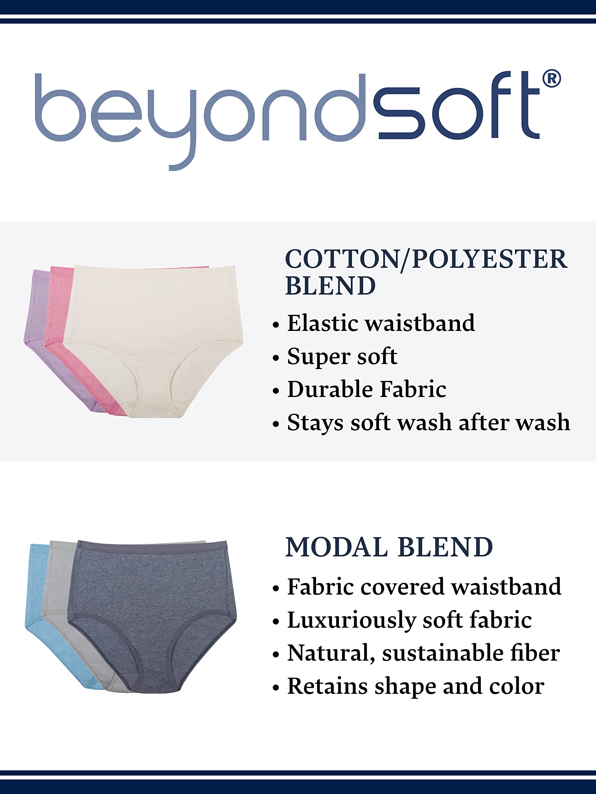 Fruit of the Loom Women's Beyondsoft Underwear (Regular & Plus Size), Hipster-Modal-6 Pack Assorted Colors, 6