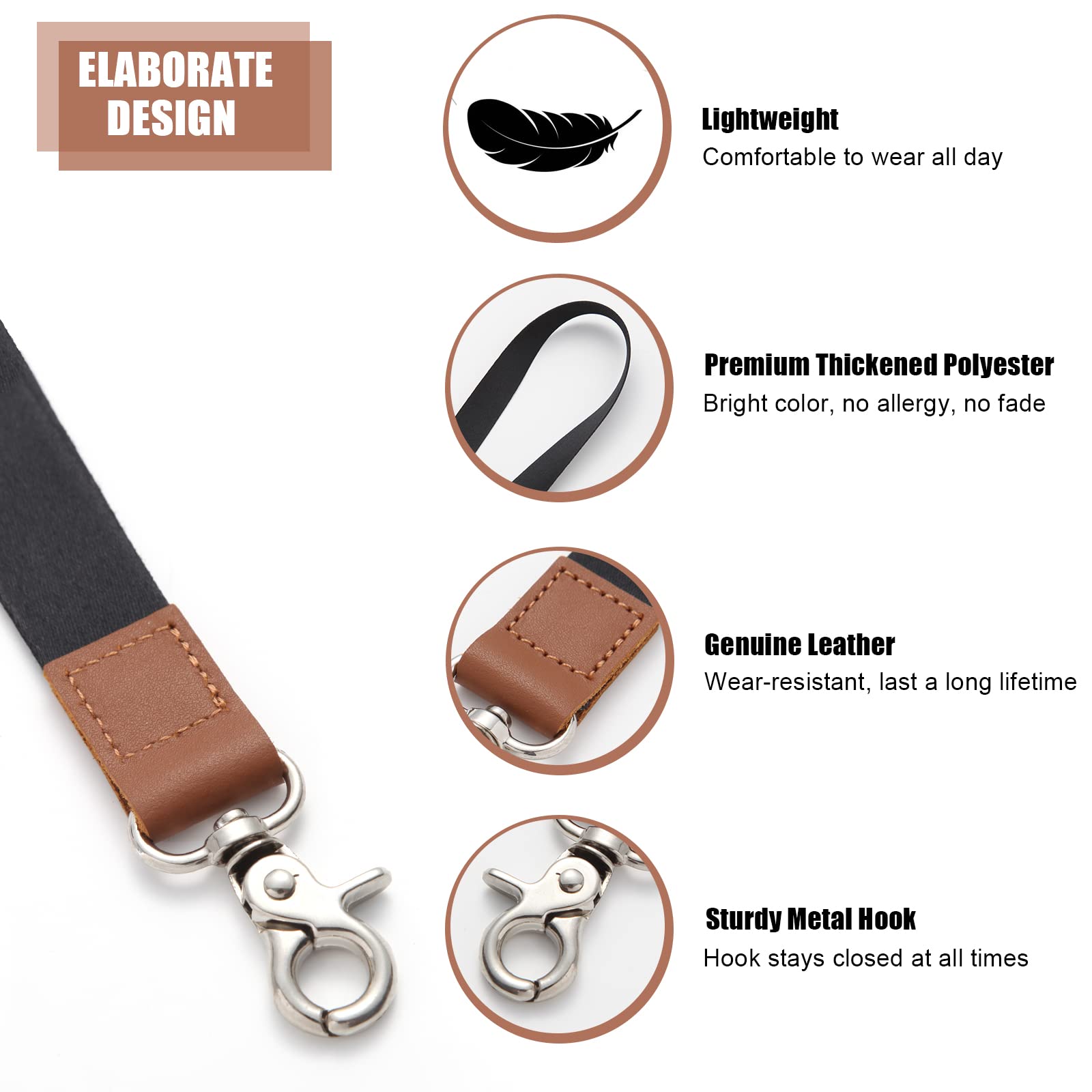 XCHIN Lanyard, Lanyards for Keys, Black Keychain Long Lanyard for Women Men, Cute Neck Lanyard for ID Badges Wallet