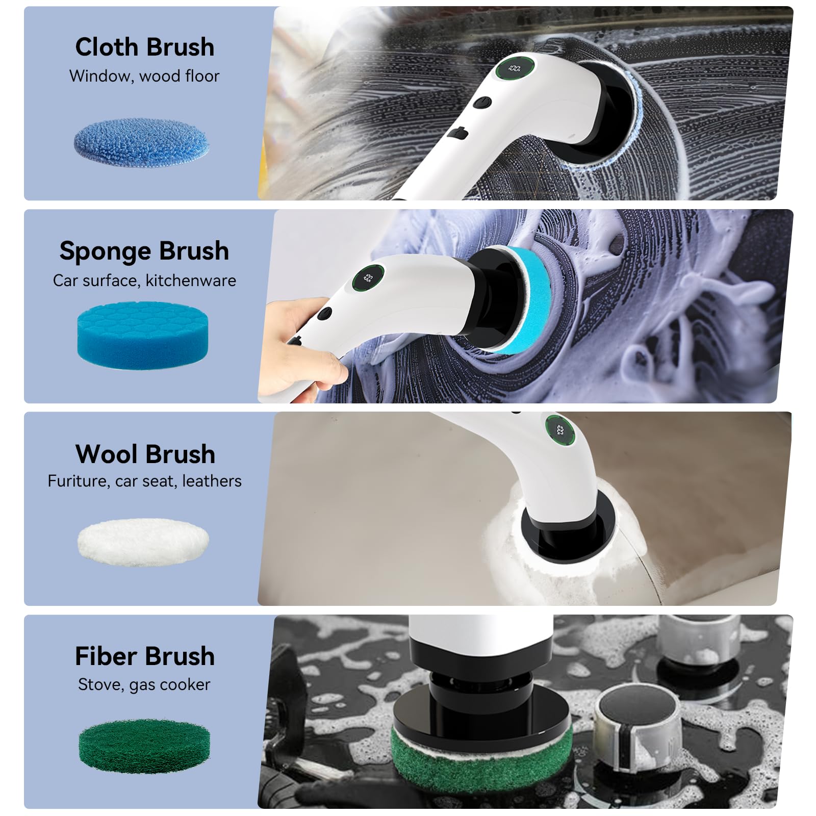 Swyprrix Electric Bathroom Cleaning Brush, Cordless Spin Scrubber Full Body Waterproof IPX7 with Adjustable Handle, 8 Replaceable Brush Heads for Bathtub/Kitchen/Window/Home -SD-CTB01