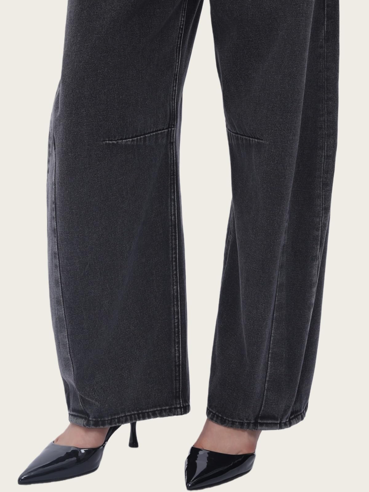 SHAPUM Black Baggy Barrel Jeans for Women High Waisted Trendy Balloon Jeans Retro Pear Shaped Boyfriend Distressed Jean