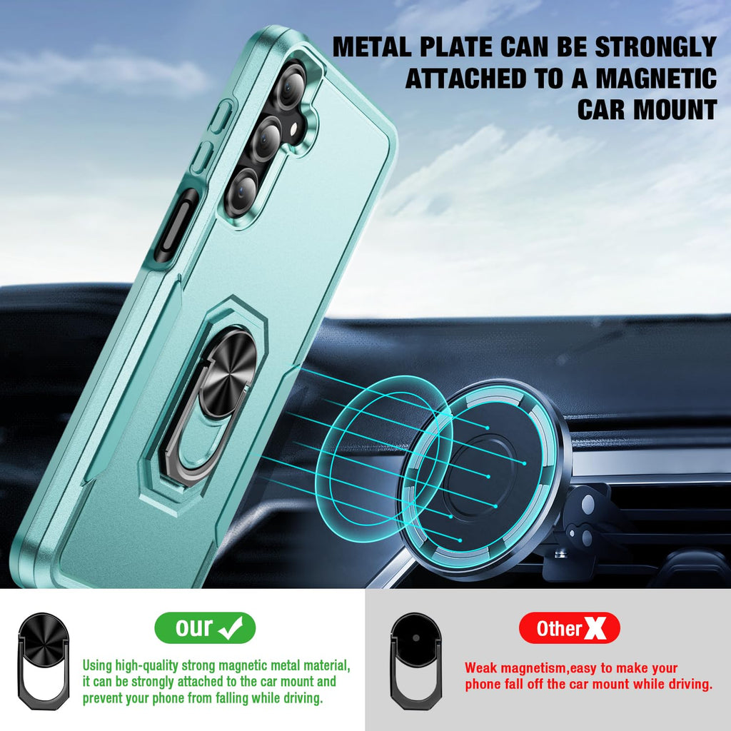 Bonkier for Samsung Galaxy A26 5G Phone Case [15 FT Military Grade Drop Protection] with 2X Tempered Glass Screen Protector, Heavy-Duty Shockproof Magnetic Kickstand Case for Galaxy A26 5G (Green)
