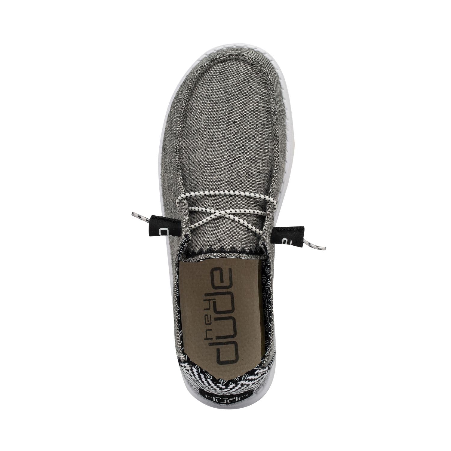HEYDUDE Women's Wendy Chambray Woven Onyx Size 8 | Women's Shoes | Women's Slip On Shoes | Comfortable & Light-Weight