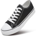 ZGR Womens White Tennis Shoes for Women,Lace up Canvas Sneakers,Casual Walking Canvas Shoes(Black.US8)