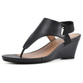 WHITE MOUNTAIN Women's All Dres Wedge Sandal, Black/Smooth, 8 M