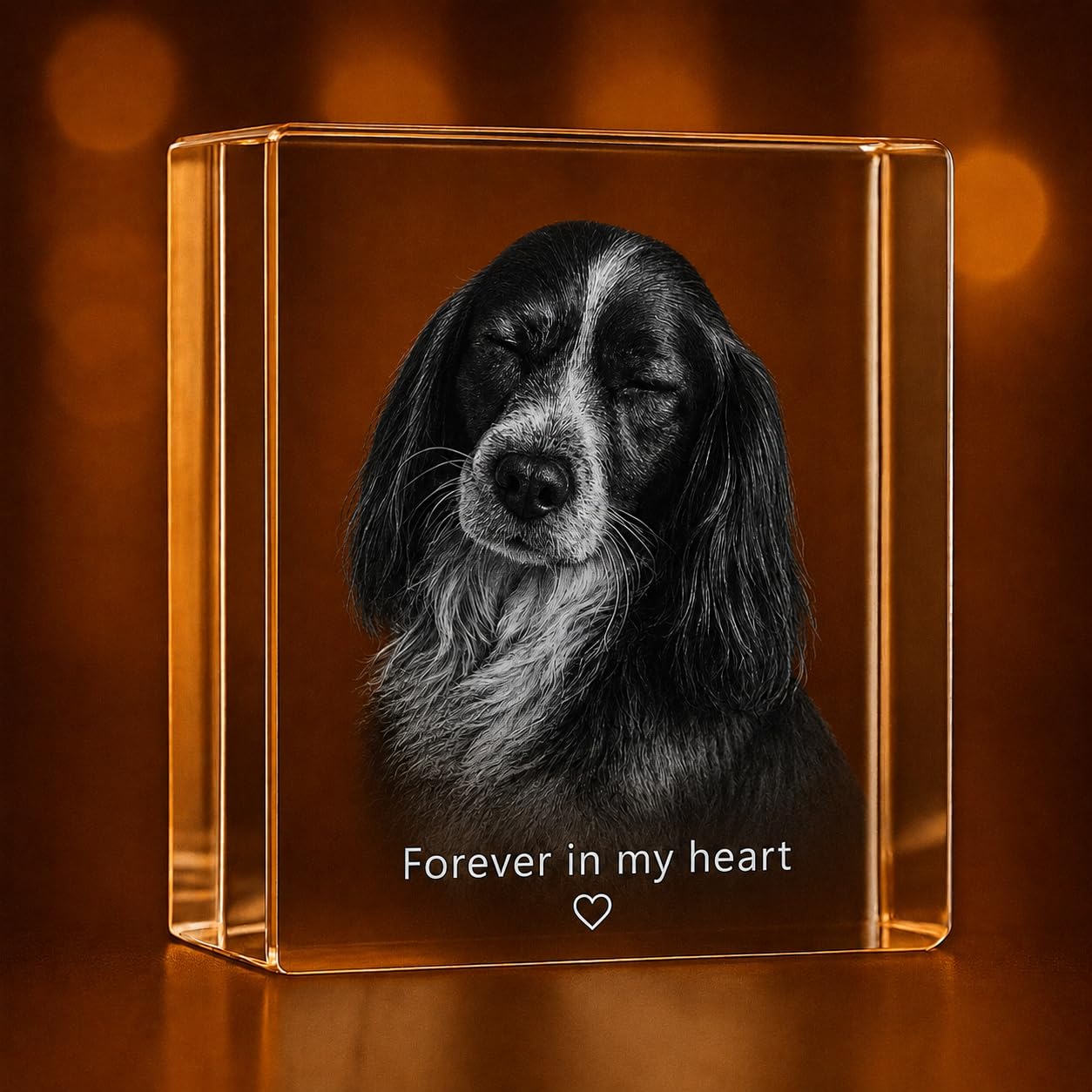 Personalized 3D Crystal Heart Figurine – Custom Photo Engraved Gift, Premium Crystal Keepsake for Anniversary, Wedding, Birthday, Couples & Loved Ones(medium rectangle 3 * 3.5 * 3 inches)