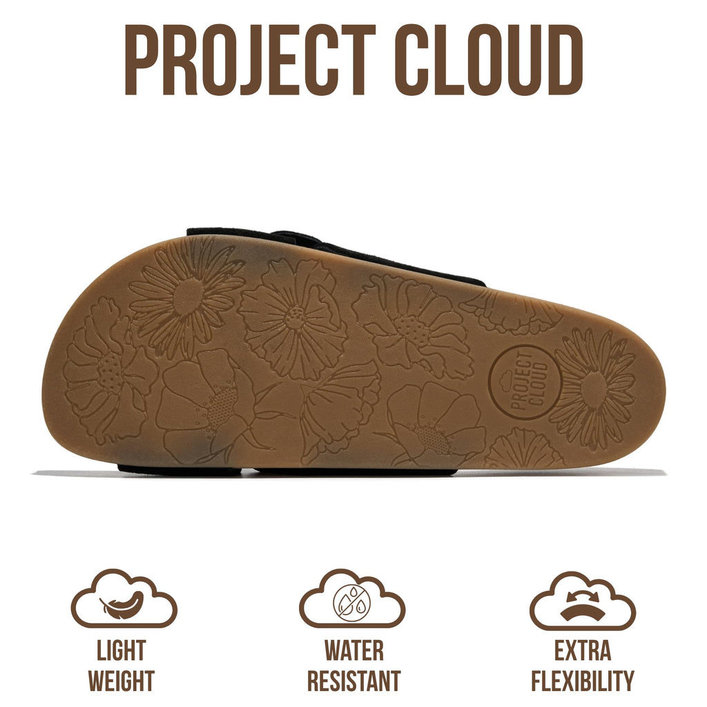 Project Cloud Womens Sandals - Adjustable Buckle Sandals for Women 2026 with Plush Insole - Lightweight & Non Slip Slides for Women Footwear (Beaming,BLKSDE,9)